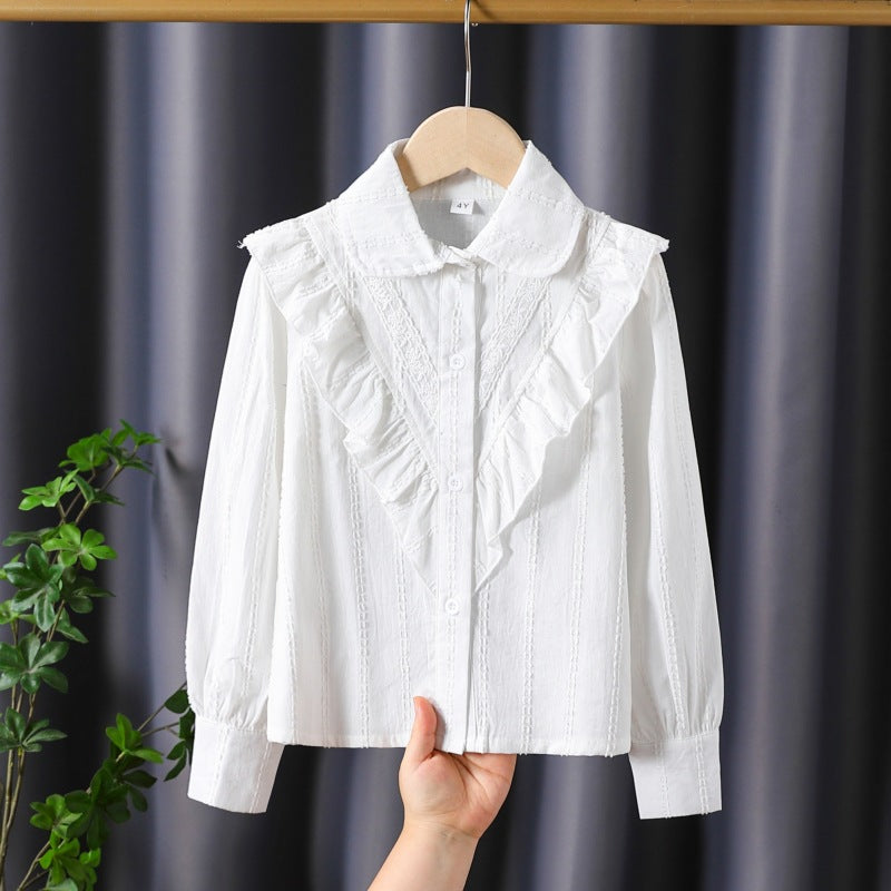 Damen Bluse mit Rüschendetails und feinen Stickereien EB
