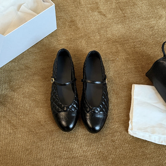 Damen Ballerinas mit elegantem Riemchen und glänzender Oberfläche EB