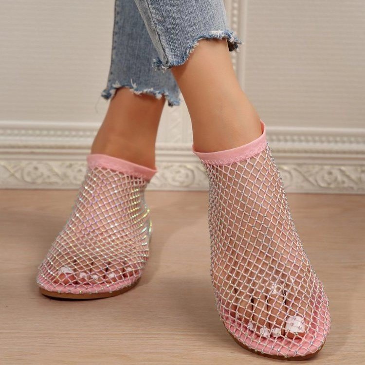 Damen Netz-Sneaker mit funkelnden Akzenten und offenem Zehenbereich EB