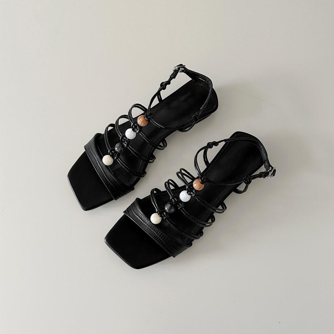 Damen Modische Plateau-Sandalen mit dekorativen Riemen und bequemer Innensohle EB