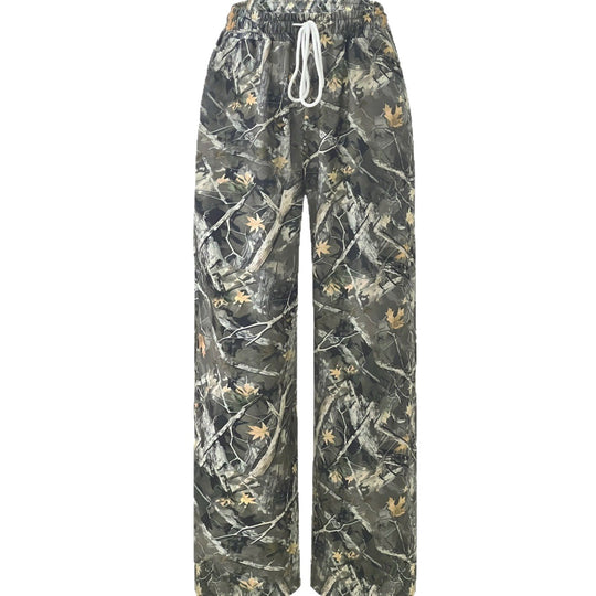 Damen Camouflage Palazzo-Hose mit elastischem Bund und komfortablem Schnitt EB