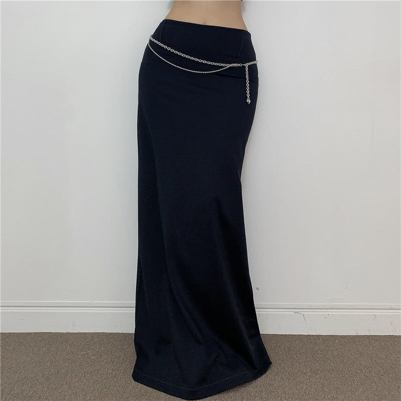 Damen Eleganter Midi-Rock mit seitlichem Schlitz und elastischem Bund EB