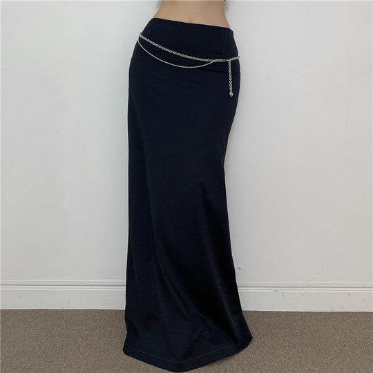 Damen Eleganter Midi-Rock mit seitlichem Schlitz und elastischem Bund EB