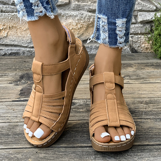 Damen Wedge-Sandalen mit elegantem Riemen und luftiger Zehenöffnung EB