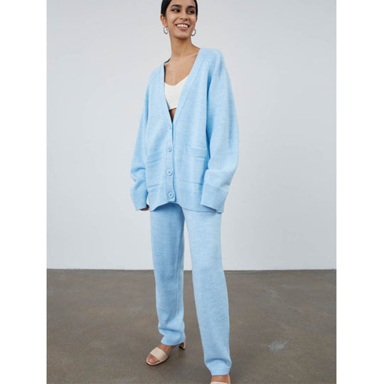 Damen Strickcardigan mit tiefem V-Ausschnitt und großen Taschen EB