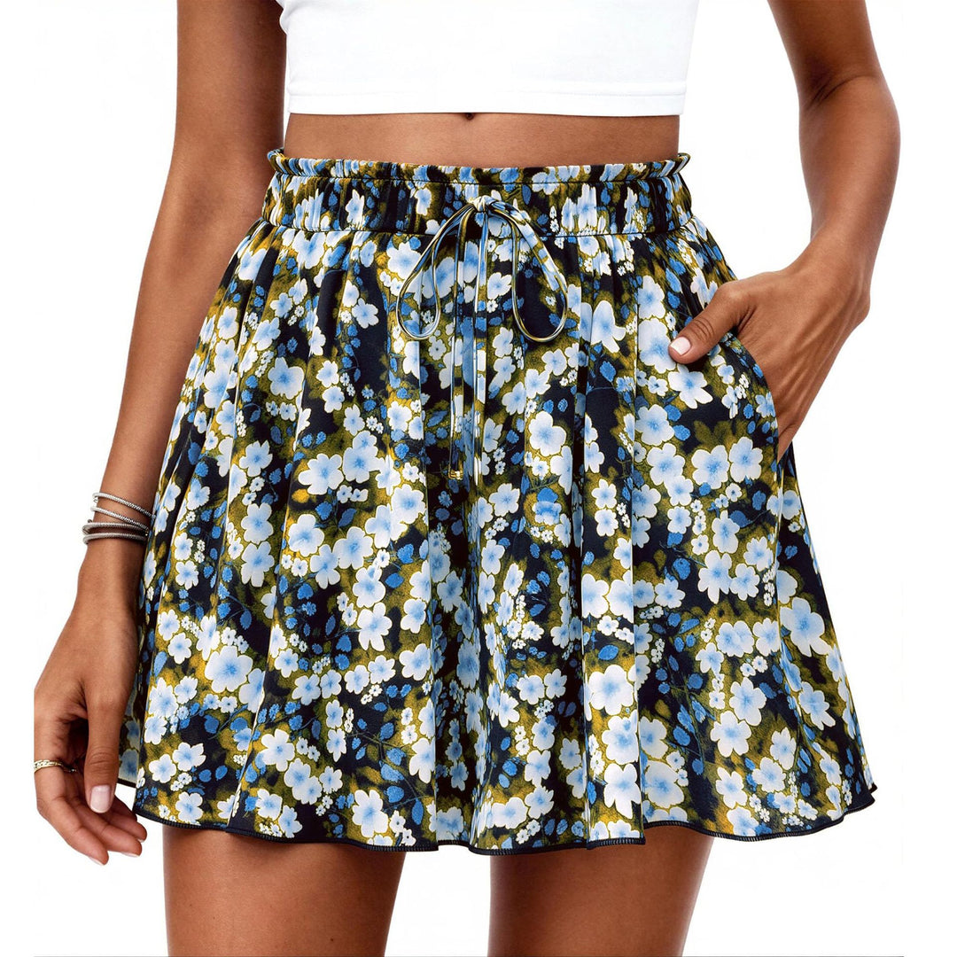 Damen Modischer Sommerrock mit elastischem Bund und Taschen EB