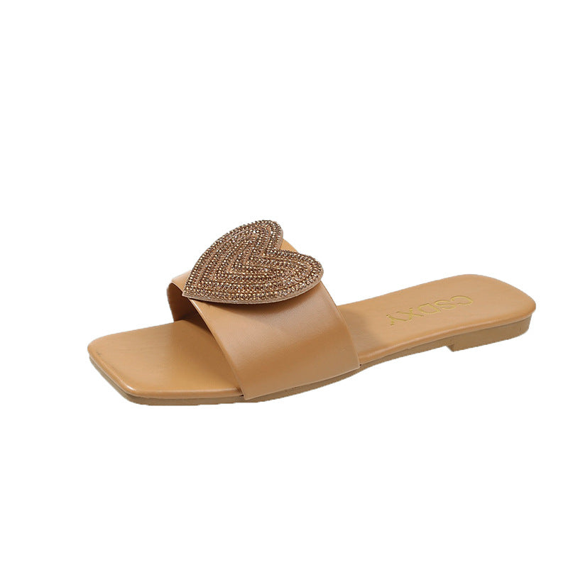 Damen Glamouröse Slipper mit Herz-Applikation EB