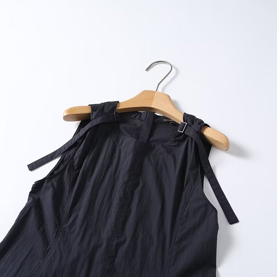 Damen luftiges Maxi-Kleid mit Spaghetti-Trägern und voluminösem Saum EB