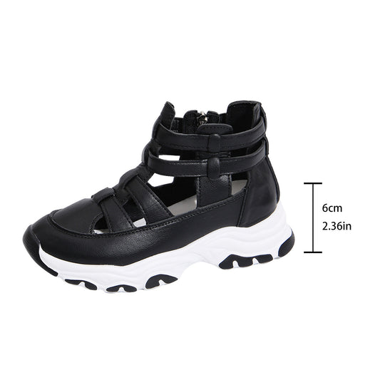 Damen  Keil-Sneaker-Sandalette mit Cut-Out Riemen, seitlichem Reißverschluss und profilierter Plateausohle EB