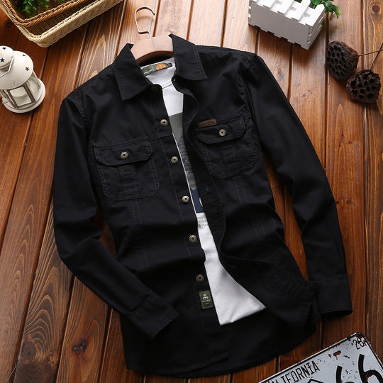 Herren nan vielseitiges Canvas-Overshirt mit Klappbrusttaschen, verstärkten Nähten und regular fit EB