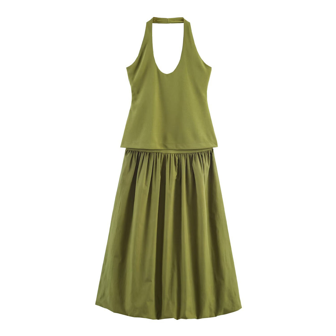 Damen Freizeit Set mit Neckholder und weitem Rock EB