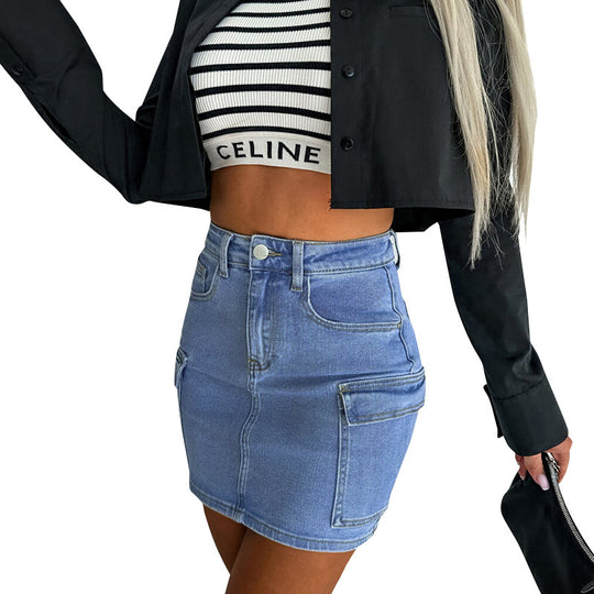 Damen Jeansrock mit praktischen Taschen und figurbetontem Schnitt EB