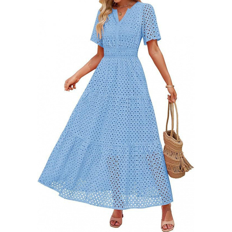 Damen Maxikleid mit gehäkeltem Muster EB