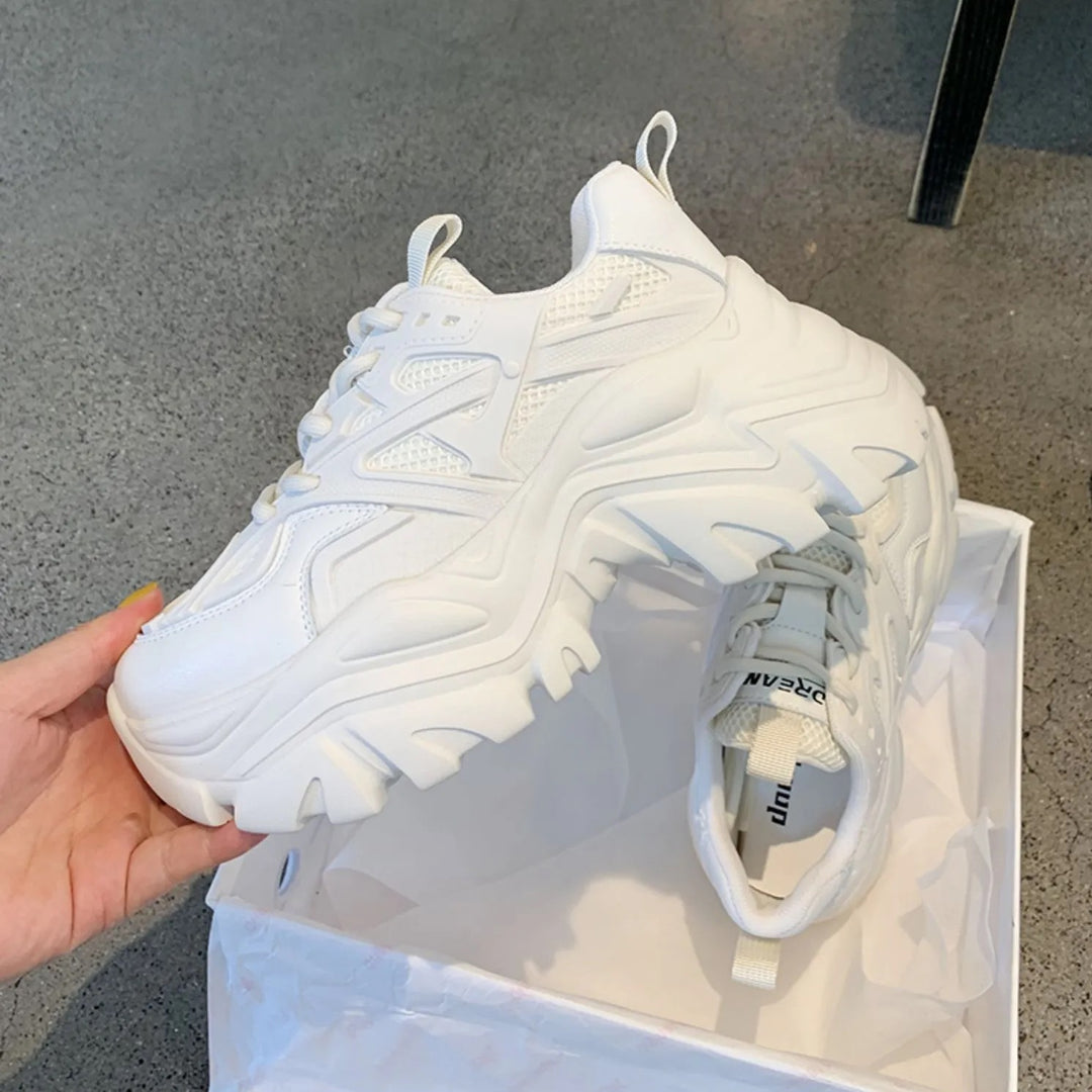 Damen Hochwertige Sneakers mit dicker Gummisohle und atmungsaktivem Obermaterial EB