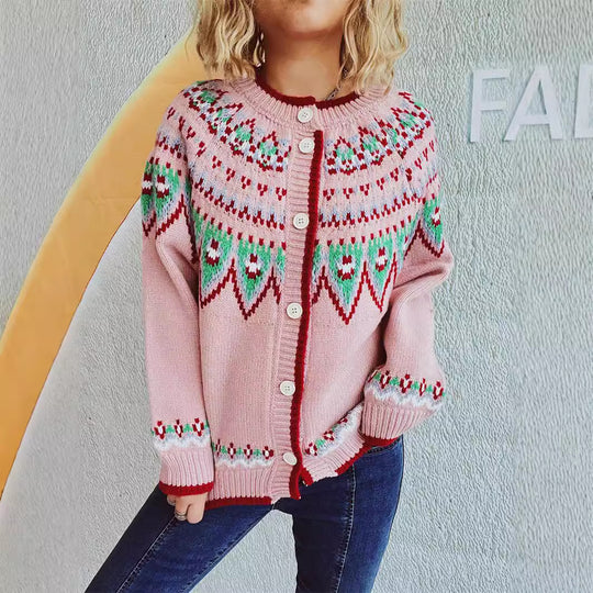 Damen Strickjacke mit festlichem Muster und hochwertiger Verarbeitung EB
