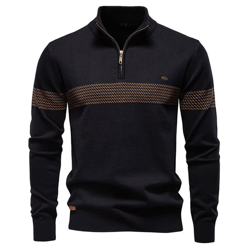 Herren Pullover mit Stehkragen und Reißverschluss EB