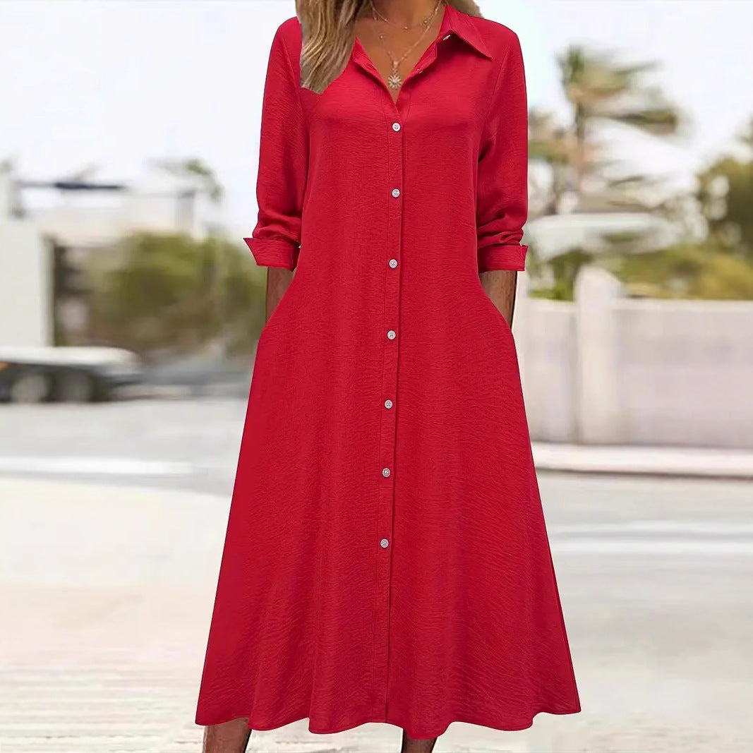 Damen Hemdblusenkleid mit praktischen Taschen und elegantem Schnitt EB