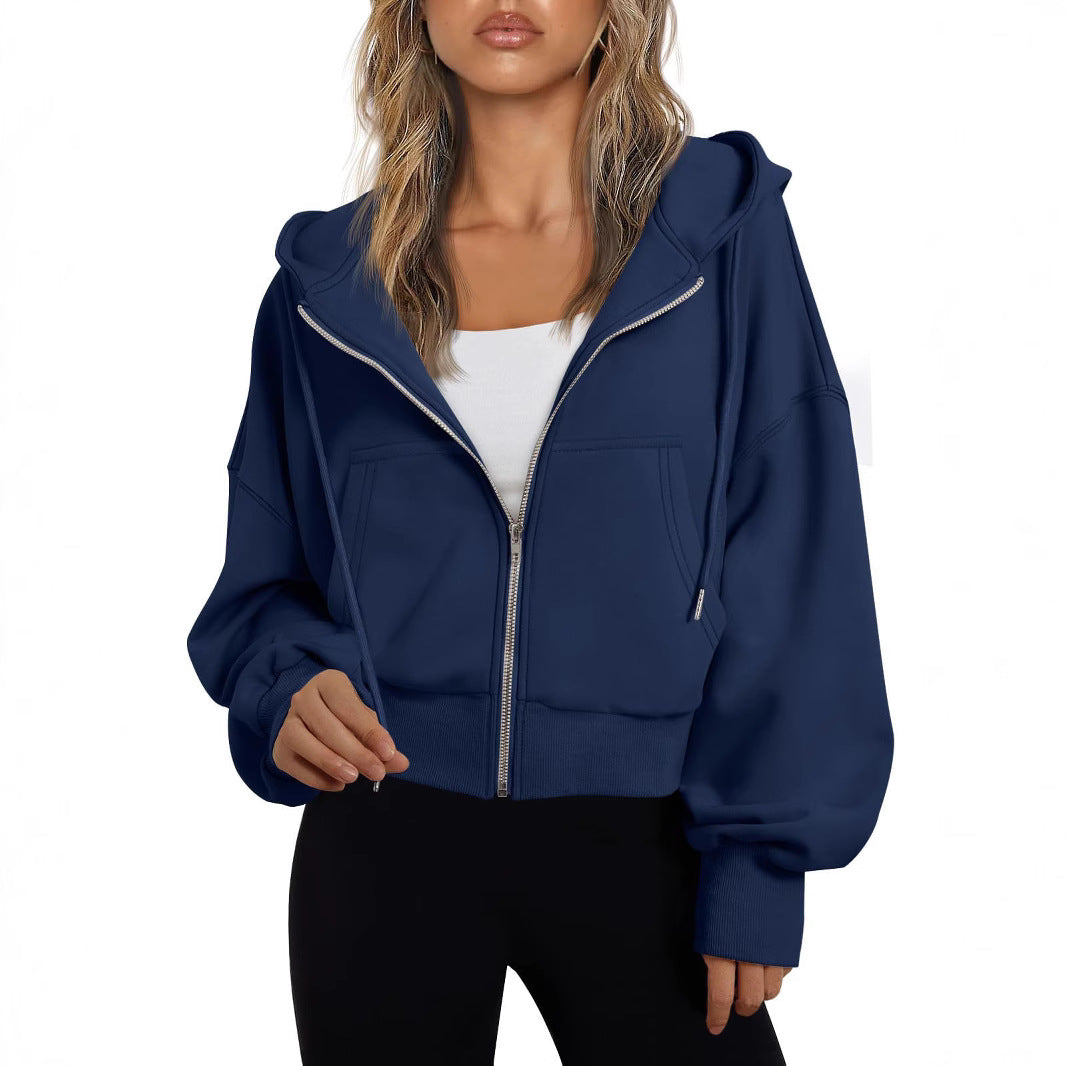 Damen modischer Kapuzenpullover mit lässigem Schnitt und praktischen Taschen EB