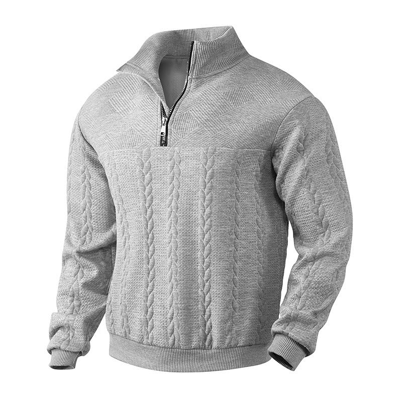 Herren Strickpullover mit modernem Stehkragen und praktischem Reißverschluss EB