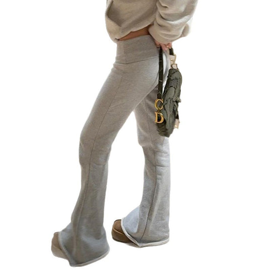 Damen nan weiche Highwaist Yoga-Schlaghose mit ausgestelltem Bein und Stretchbund EB