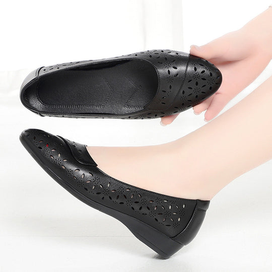 Damen Ballerinas mit filigranem Lochmuster und bequemem Fußbett EB