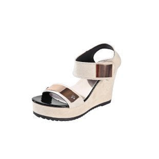 Damen nan Keilabsatz-Sandalette mit Plateau und metallischen Details EB