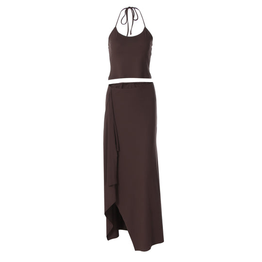 Damen Maxikleid mit asymmetrischem Saum und verstellbarem Träger EB