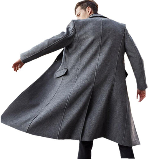 Herren eleganter lang geschnittener Wollmantel EB