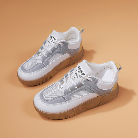Damen Sportliche Retro Sneakers mit atmungsaktiven Einsatz und rutschfester Sohle EB