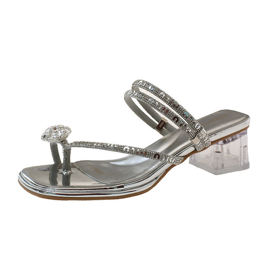 Damen Glamouröse Riemchen-Sandalen mit funkelndem Absatz EB