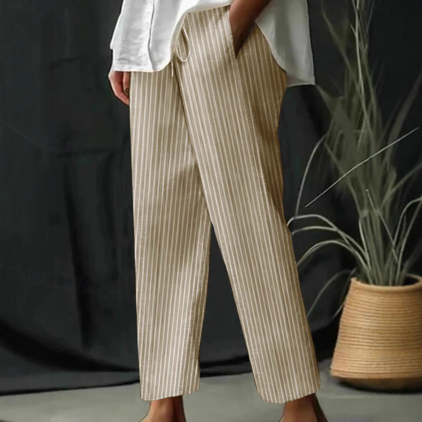 Damen Freizeithose mit gestreiftem Design und komfortablem Bund EB