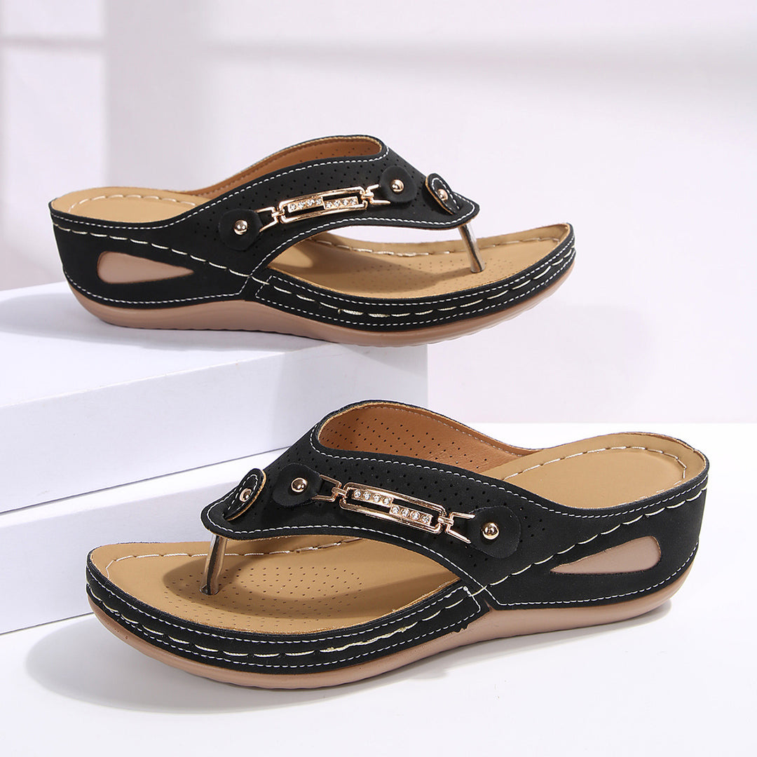 Damen Komfortable Wedge-Sandalen mit verstellbarem Riemen EB
