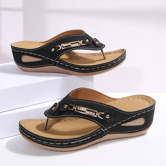 Damen Komfortable Wedge-Sandalen mit verstellbarem Riemen EB