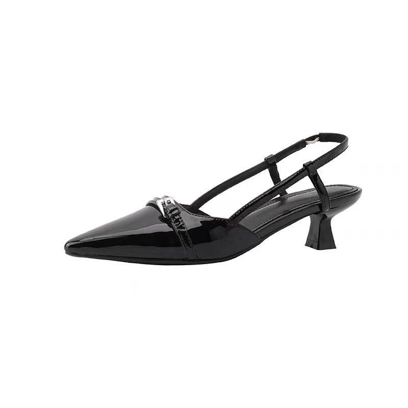 Damen Slingback Pumps mit spitzem Design und glänzender Oberfläche EB
