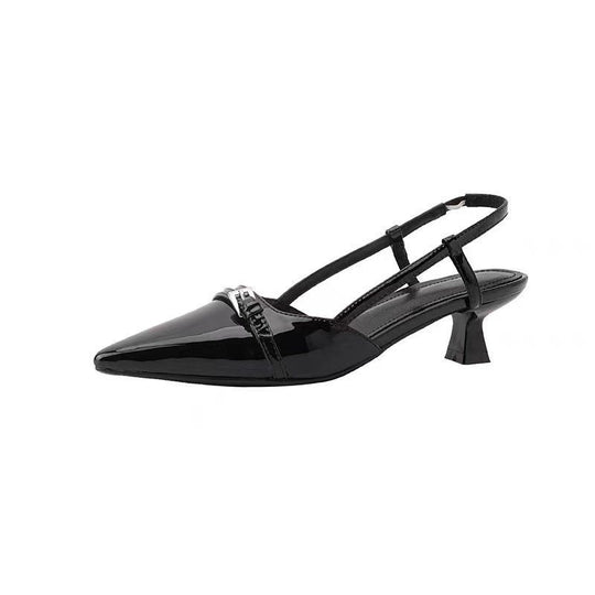 Damen Slingback Pumps mit spitzem Design und glänzender Oberfläche EB