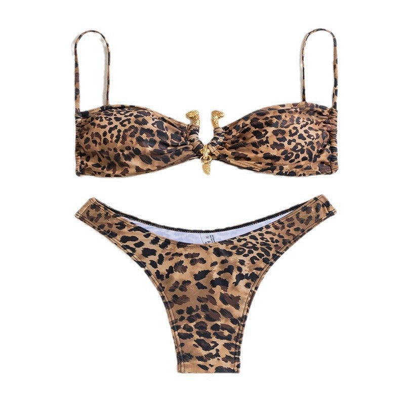 Damen Eleganter Triangel-Bikini mit Raffinierten Details EB