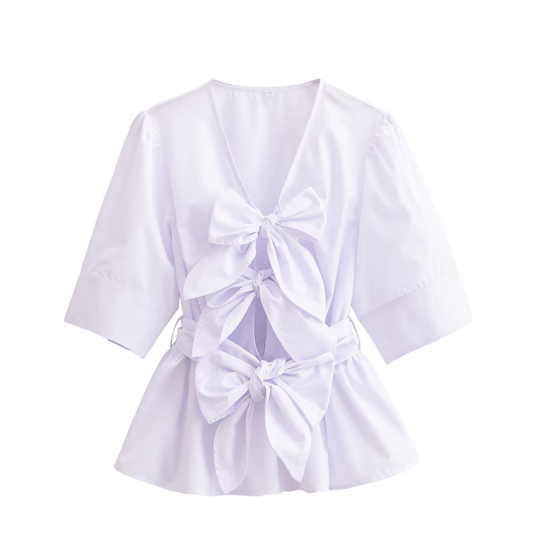 Damen elegante Bluse mit Schleifendetails EB