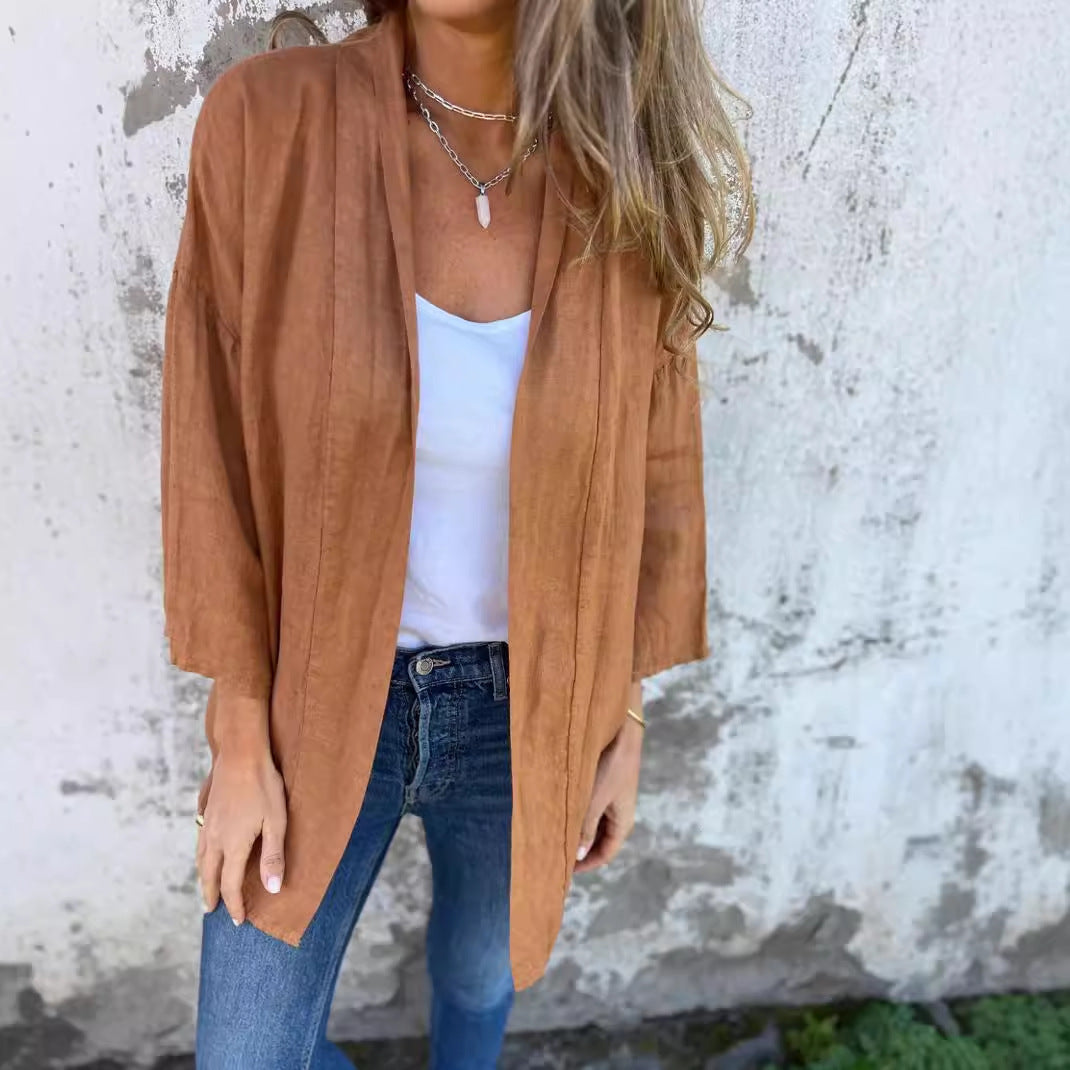 Damen lässige Sommerjacke aus leichtem Leinen EB
