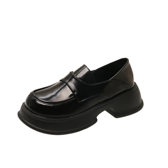 Damen modische Loafers mit dickem Plateau-Heel und elegantem Lederfinish EB