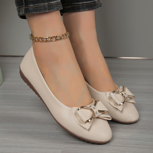 Damen Ballerinas mit funkelnder Schleifenapplikation und rutschfester Sohle EB