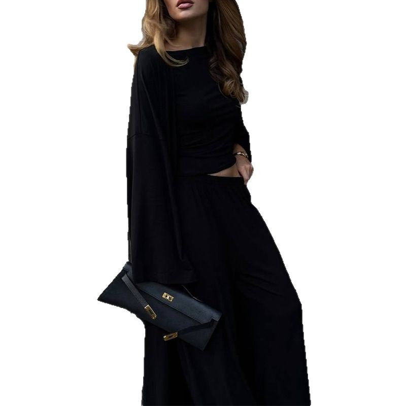 Damen modisches Longsleeve- und Palazzo-Set EB