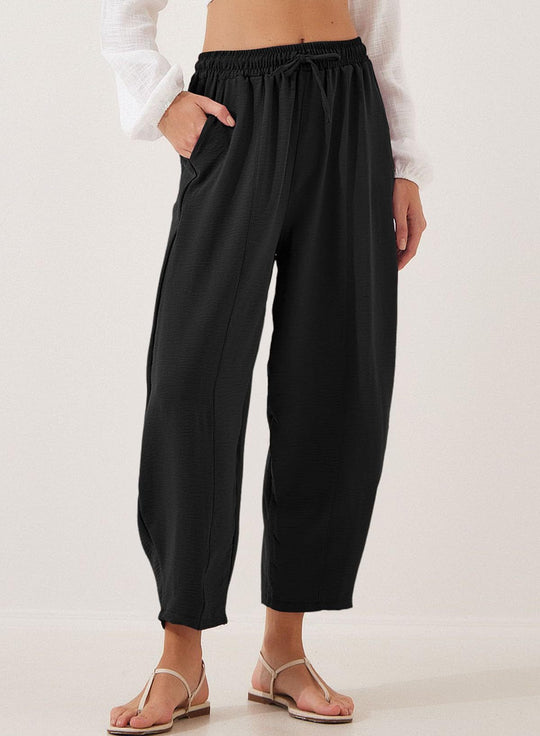Damen entspannte Freizeithose mit elastischem Bund und praktischen Taschen EB