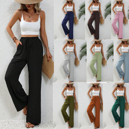 Damen Weite Palazzo-Hose mit elastischem Bund und praktischen Seitentaschen EB