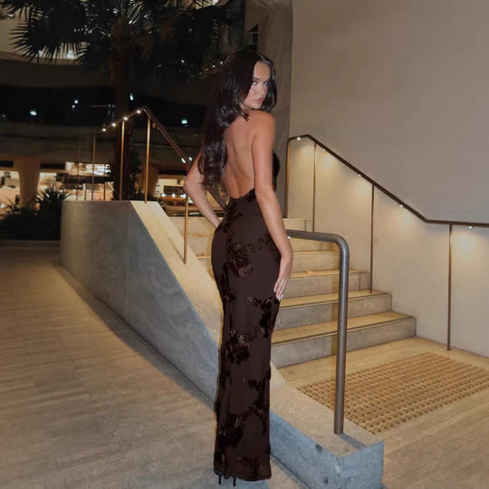 Damen Elegantes Maxikleid mit floralem Muster und Trägern EB