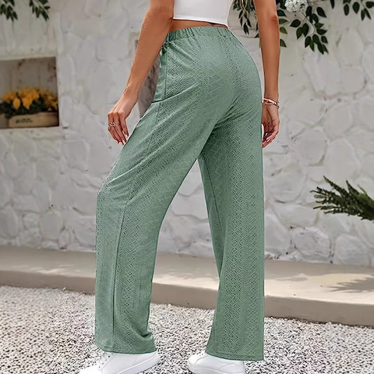 Damen weite Palazzo-Hose mit dekorativem Strukturmuster EB