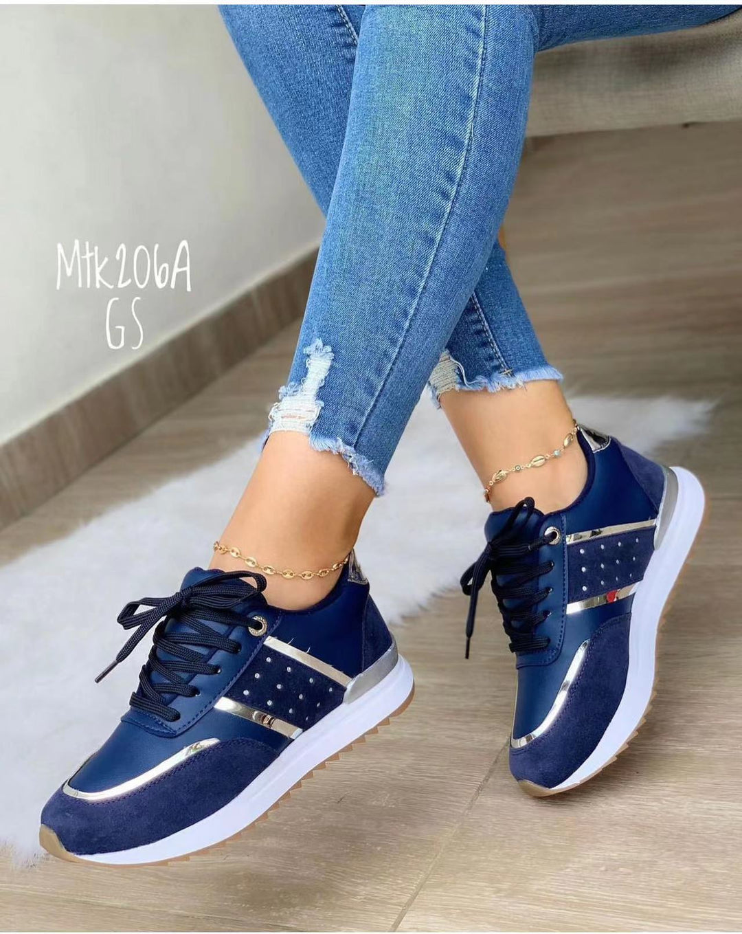 Damen Sportliche Sneakers mit Glitzer-Akzenten EB