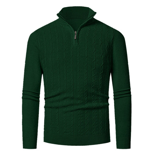 Herren Strickpullover mit hohem Kragen und feinem Zopfdesign EB
