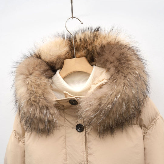 Damen warme Winterjacke mit abnehmbarem Fellkragen EB