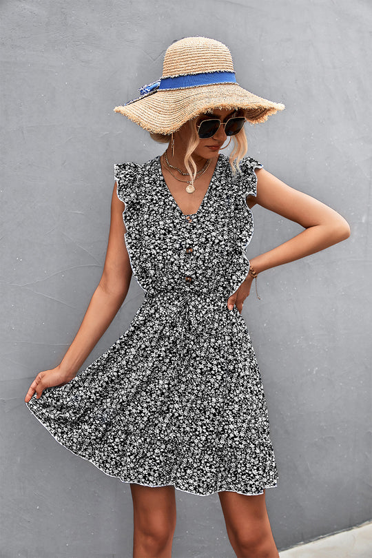Damen Freizeitkleid mit voluminösen Rüschendetails und komfortablem Taillenzug EB