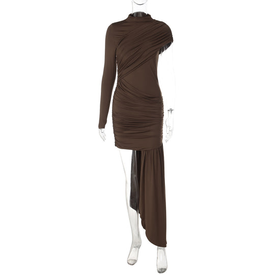 Damen Raffiniertes Maxikleid mit asymmetrischem Saum und Drapé EB
